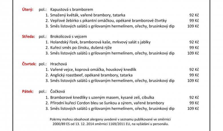 Café Delux menu od 28.11.2016