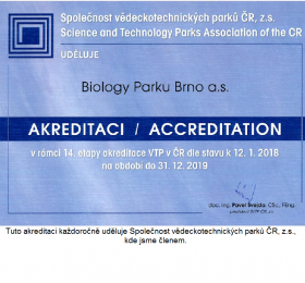 AKREDITACE pro  Biology Park Brno, a. s.